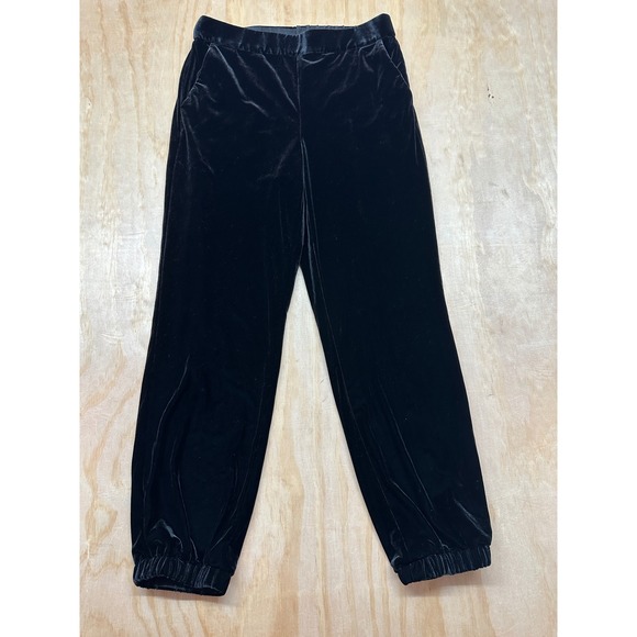 1.STATE Pants - 1.STATE Womens Black Velvet Joggers Elastic Waist Tapered Pants Small RN 51323